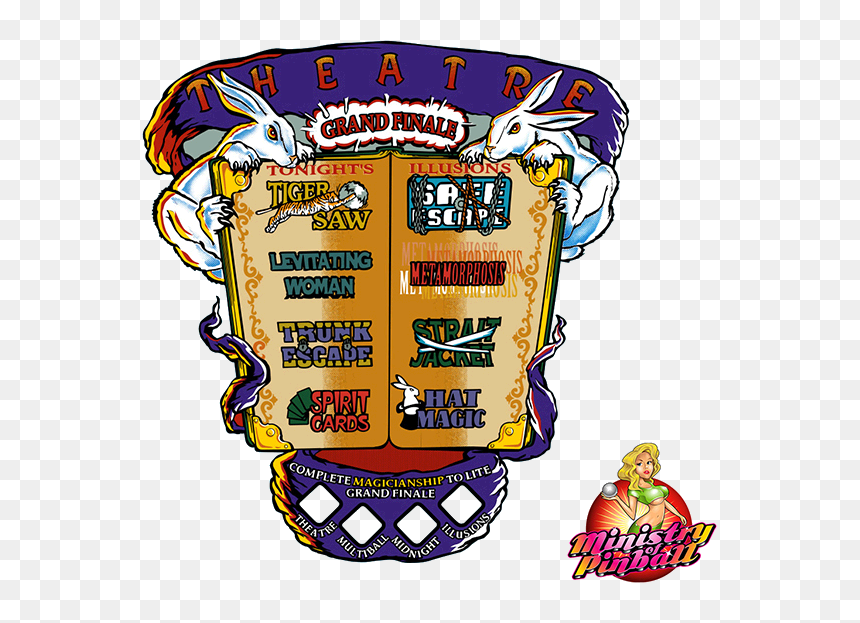 Theatre Of Magic Playfield Overlay - Theatre Of Magic Pinball Decal, HD Png Download - magic.png