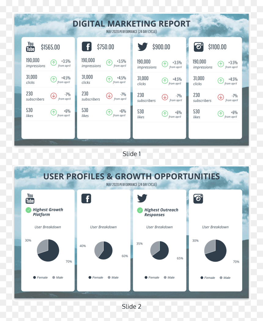 Simple Monthly Social Media Report Template - Social Media Annual Report Template, HD Png Download - report icons png