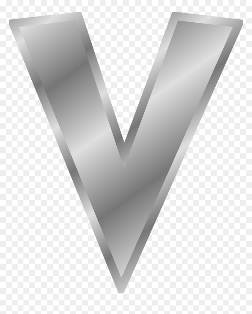 Transparent Letter V Png - Letter V Silver Png, Png Download - 3d triangle png