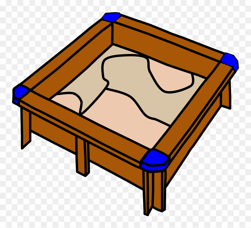 Sandbox, Square, Blue Seats, Brown Wood, HD Png Download - sandbox png