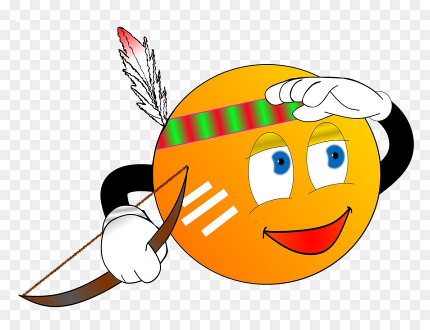 Auschau Keep, Watch, Indians, Feather, Arch, War Paint - American Indian Cartoon Smiley, HD Png Download - indians png