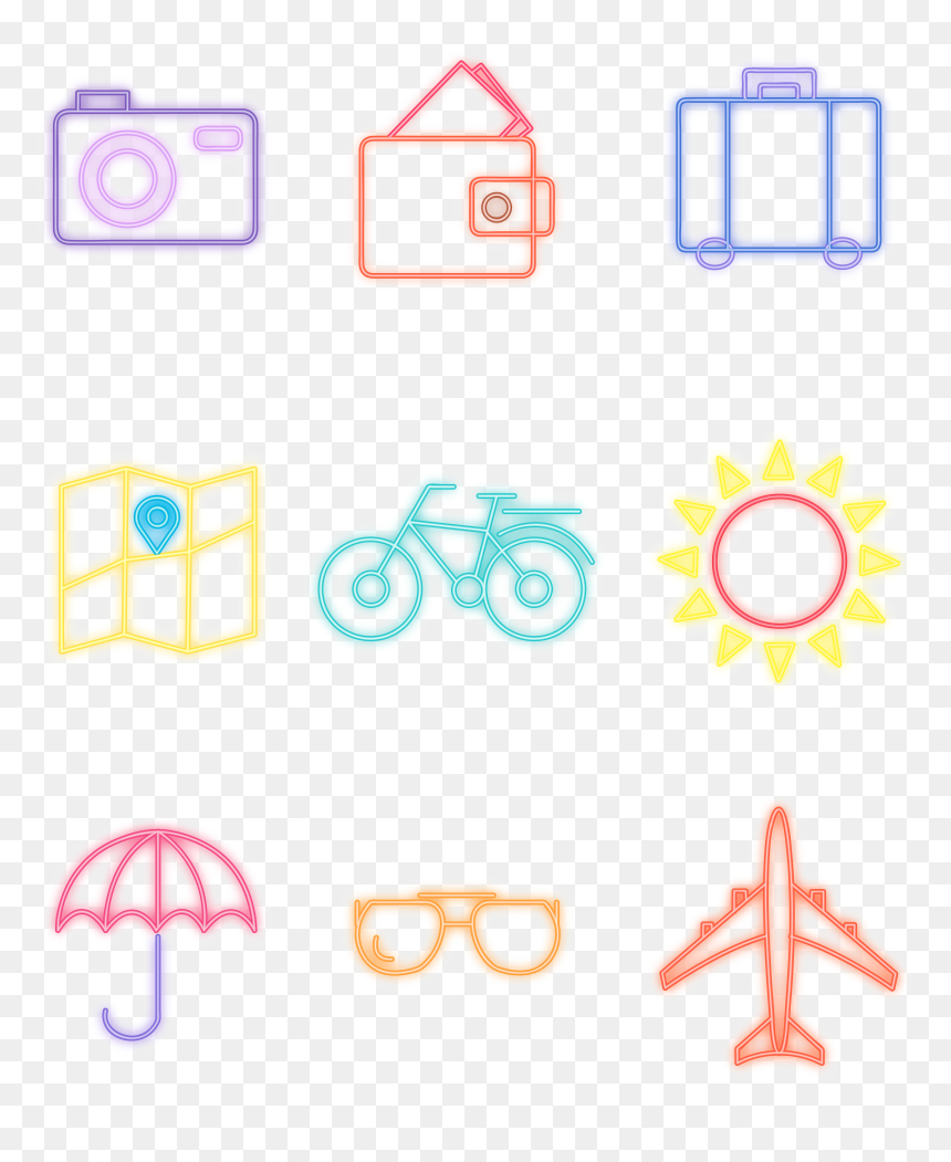 Icon Sun Bike Airplane Png And Vector Image - Heptagrama, Transparent Png - neon signs png