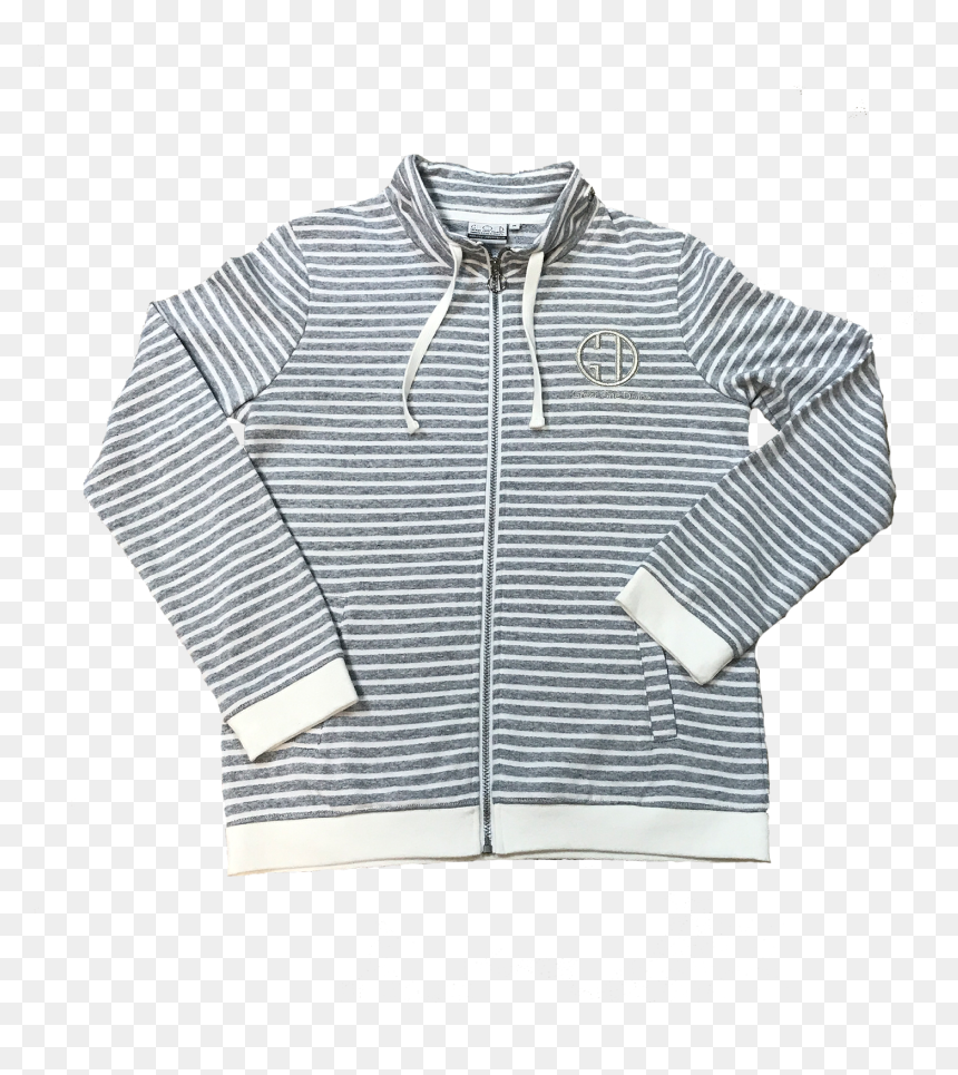 Full Zip French Terry Jacket White/distressed Blue - Cardigan, HD Png Download - blue stripes png