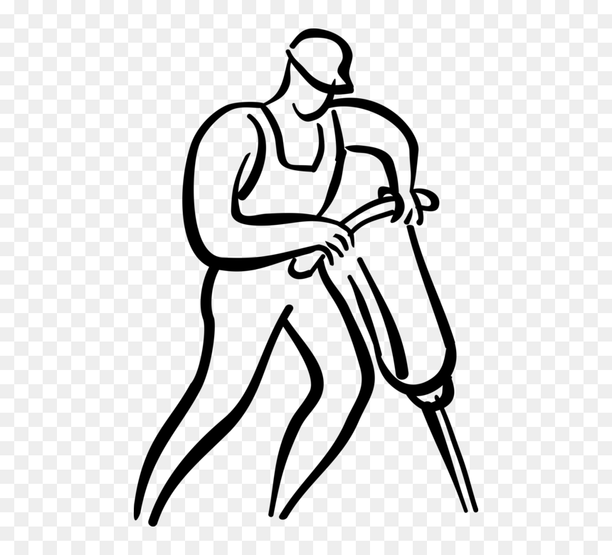 Vector Illustration Of Construction Worker Operates - Ruido En La Ergonomia, HD Png Download - jackhammer png