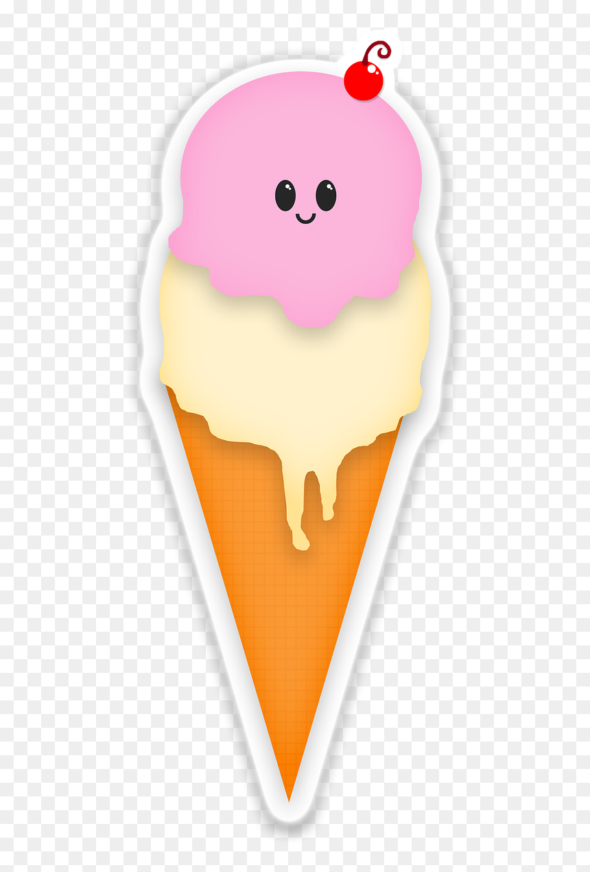 Icecream Ice Cream Dessert - Helado Kawaii Faciles, HD Png Download - kawaii border png