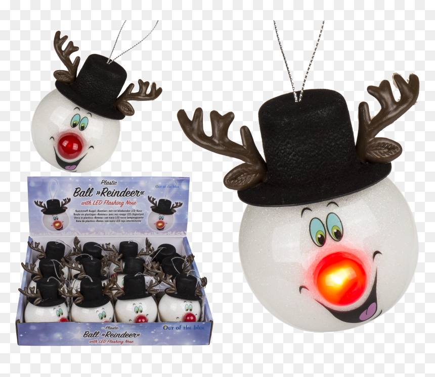 Christbaumkugel Led Rentiere, HD Png Download - reindeer nose png