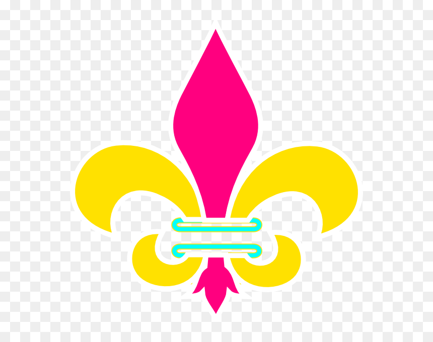 Fleur De Lis Gold Pink And Teal Clip Art - Flor De Lis Escoteira, HD Png Download - white fleur de lis png