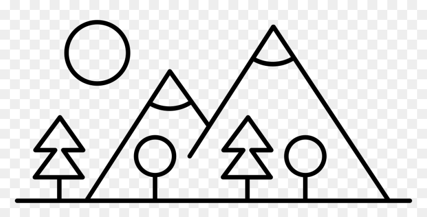 Mountain Side With Trees Made Up Different Shapes - Made Up Of Shapes, HD Png Download - white shapes png