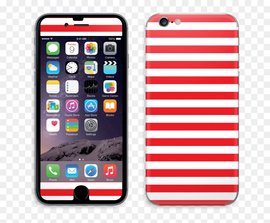 Christmas Stripes Skin Iphone 6/6s - Skin Handyhüllen, HD Png Download - red and white stripes png