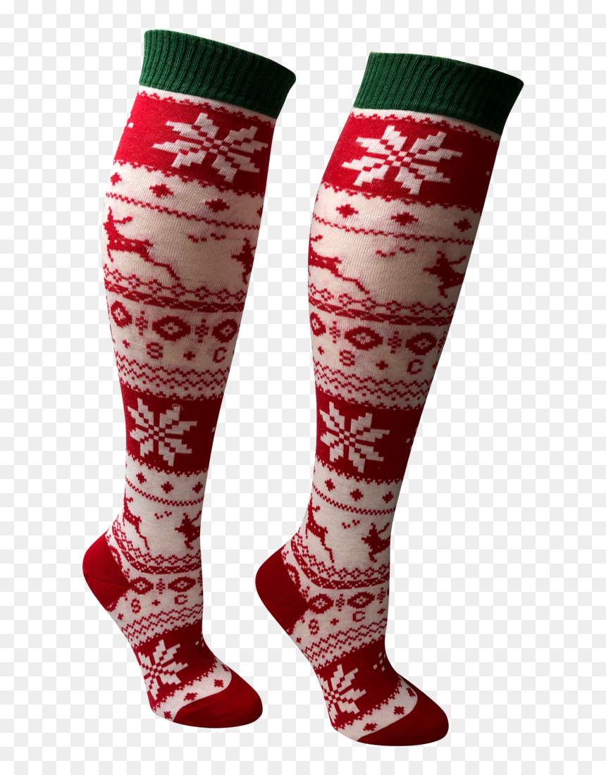 Christmas Knee High Boot Socks - Hockey Sock, HD Png Download - knee png