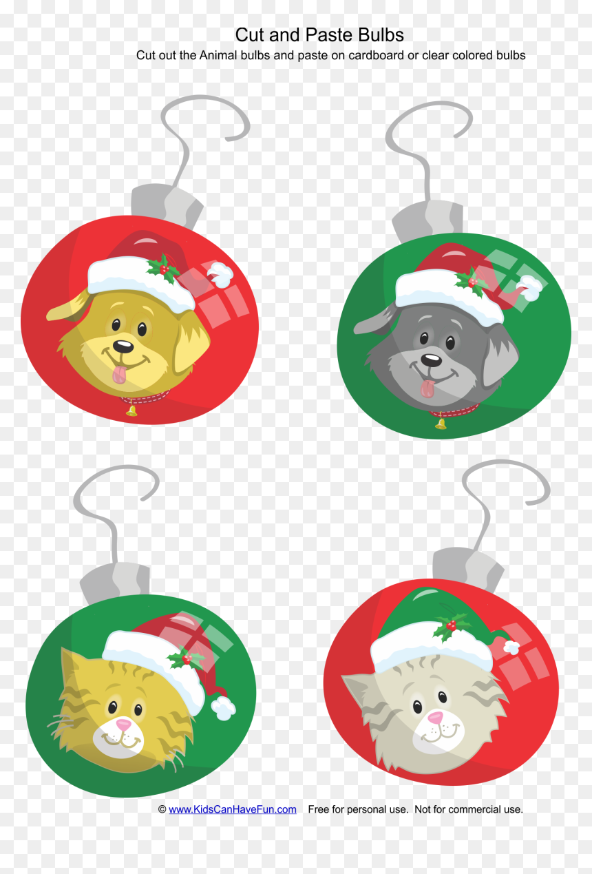 Cut And Paste Christmas Animal Bulbs Http, HD Png Download - christmas bulbs png