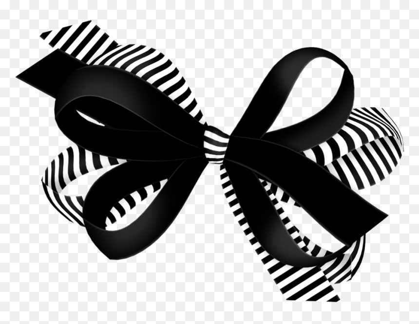 Black Ribbon Bow Png , Png Download - Laços Preto Com Rosa, Transparent Png - white ribbon bow png