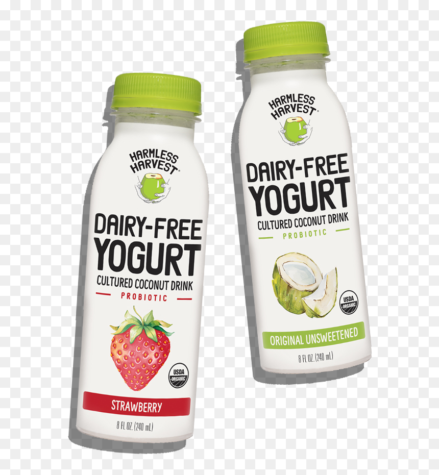 Two Harmless Harvest Dairy-free Yogurt Drink 8oz Bottles, - Dairy Free Yogurt Harmless Harvest, HD Png Download - coconuts png