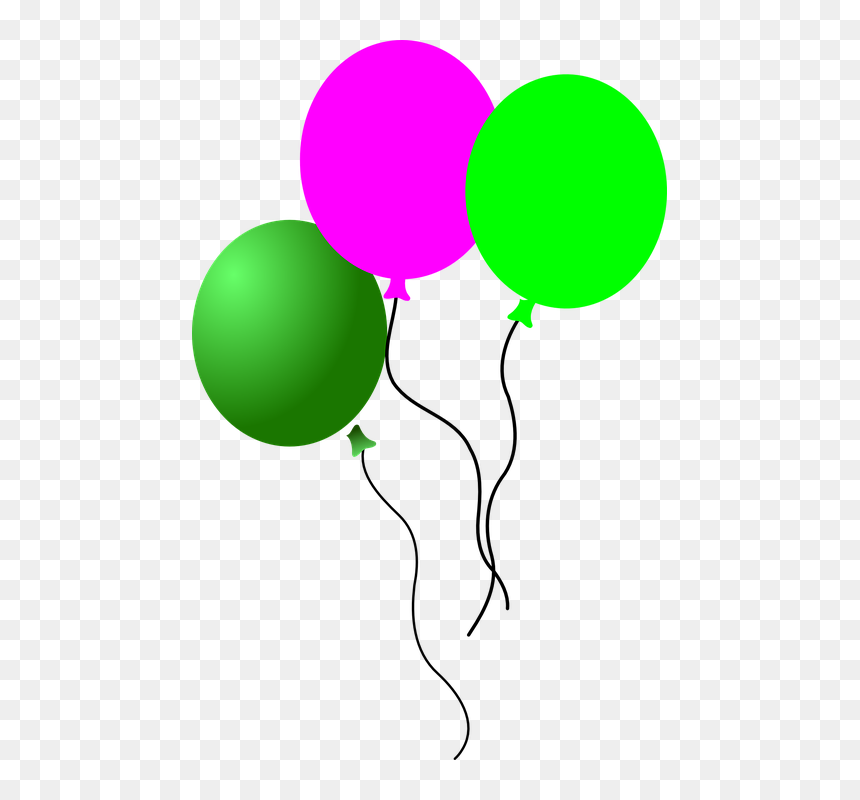 Balloons, Pink, Green, Flying, Birthday - Green And Pink Balloons, HD Png Download - green balloons png