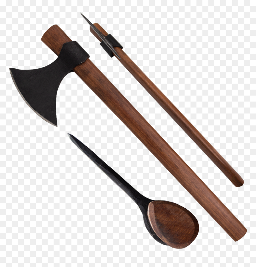 Handmade Viking Carbon Steel Ax - Wooden Spoon, HD Png Download - viking axe png