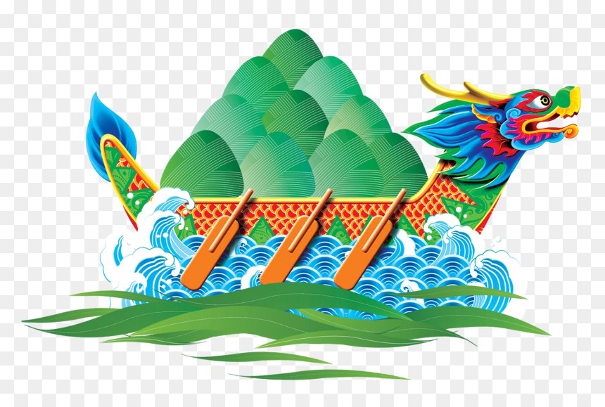 Hand Painted Cartoon Dragon Boat Decoration Vector - 端午 节 Psd Free, HD Png Download - cartoon dragon png