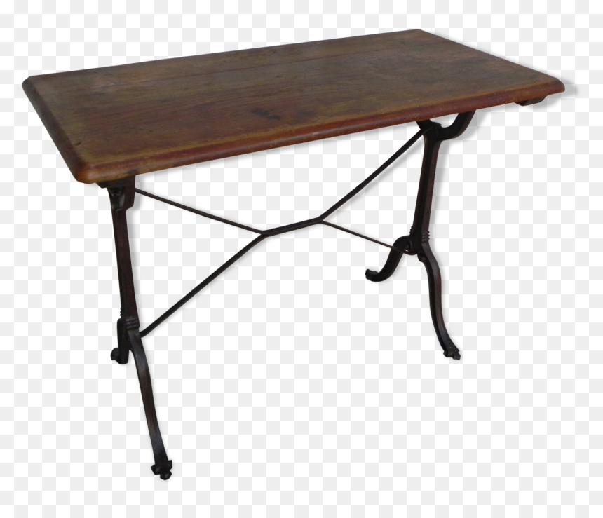 Bistro Table With Oak Top And Cast Iron Base Clipart - End Table, HD Png Download - wood table top png
