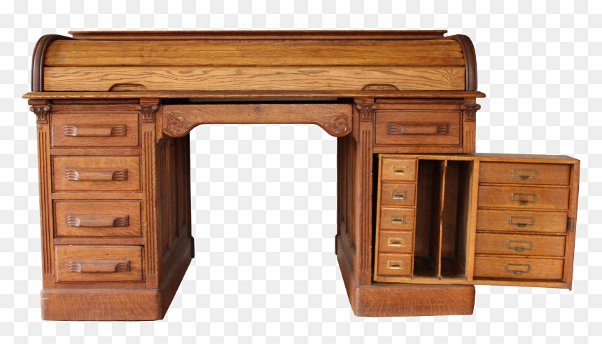 Roll Top Desk Transparent Images Png - Desk With Secret Compartment, Png Download - wood table top png