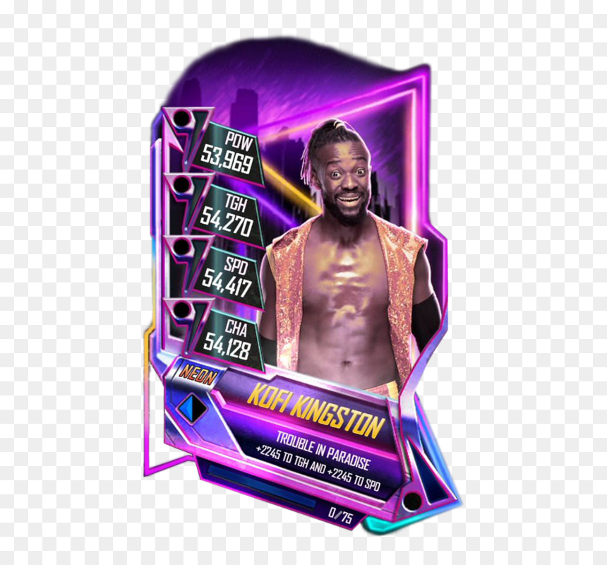 Wwe Supercard Neon Cards, HD Png Download - kofi kingston png