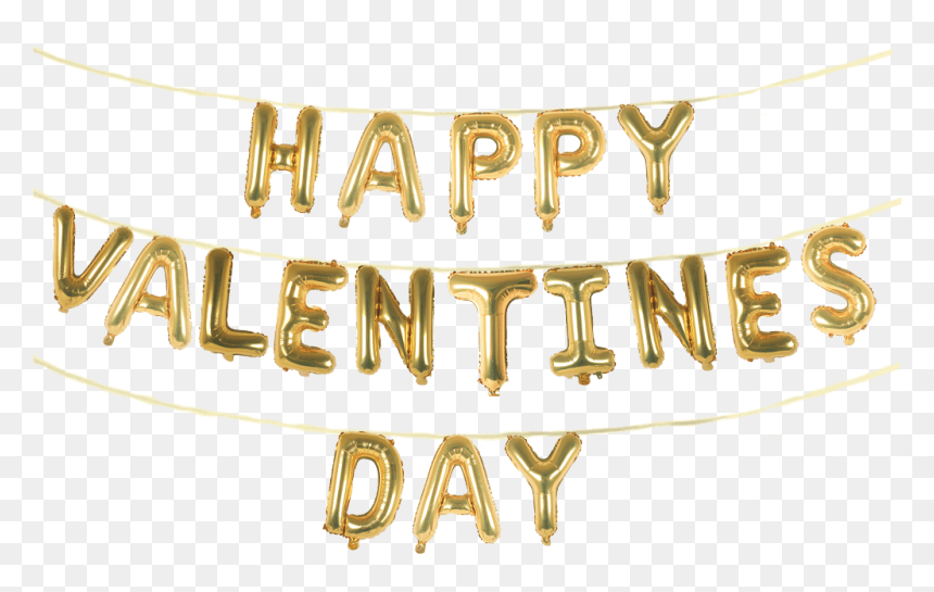 Valentines Day Balloons Gold, HD Png Download - happy valentines day png