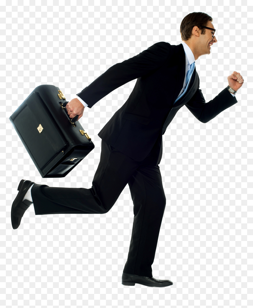 Guy Running With Suitcase, HD Png Download - businessman png