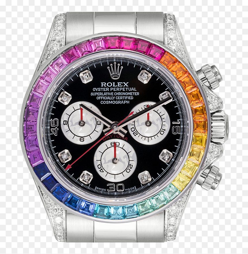 White Gold Rainbow Daytona, HD Png Download - rolex png