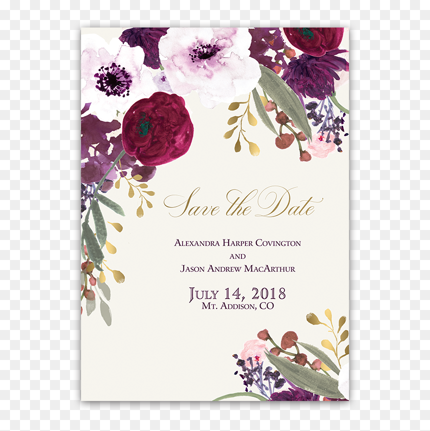 Wedding Flowers Invitation Png, Transparent Png - save the date png