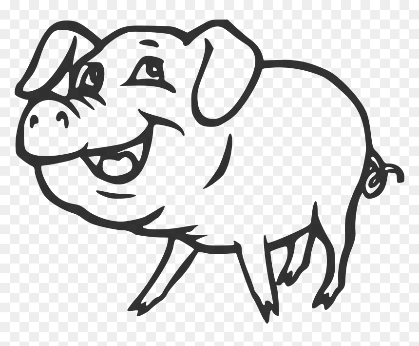 Pig Clipart Black And White, HD Png Download - animals png