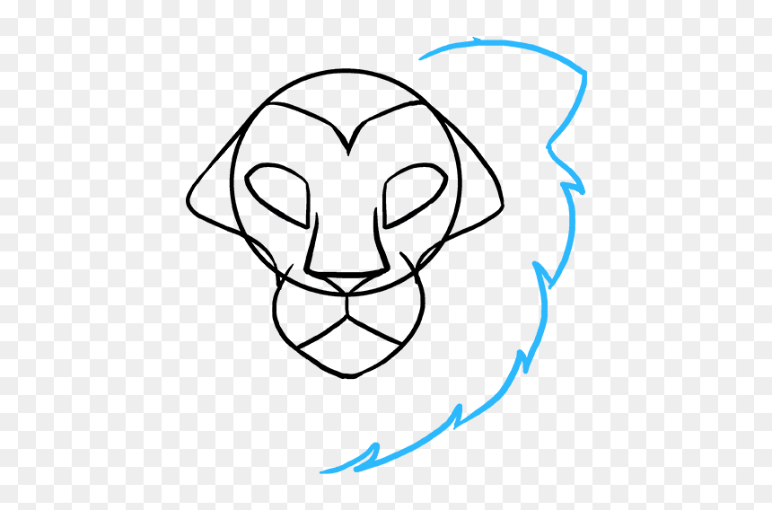 Draw Lion Face, HD Png Download - lion head png