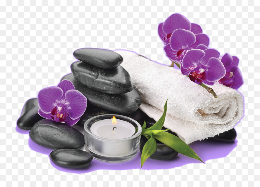Type Pc, Orchid On Stone - Spa Candles Png, Transparent Png - purple orchid png