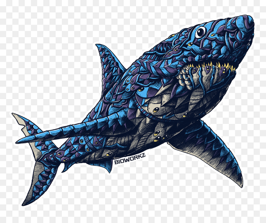 Great White Shark Sticker - Great White Shark Ocean Drawing, HD Png Download - great white png