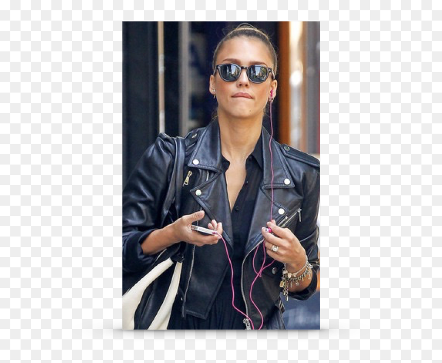 Jessica Alba Leather Biker Jacket, HD Png Download - jessica alba png