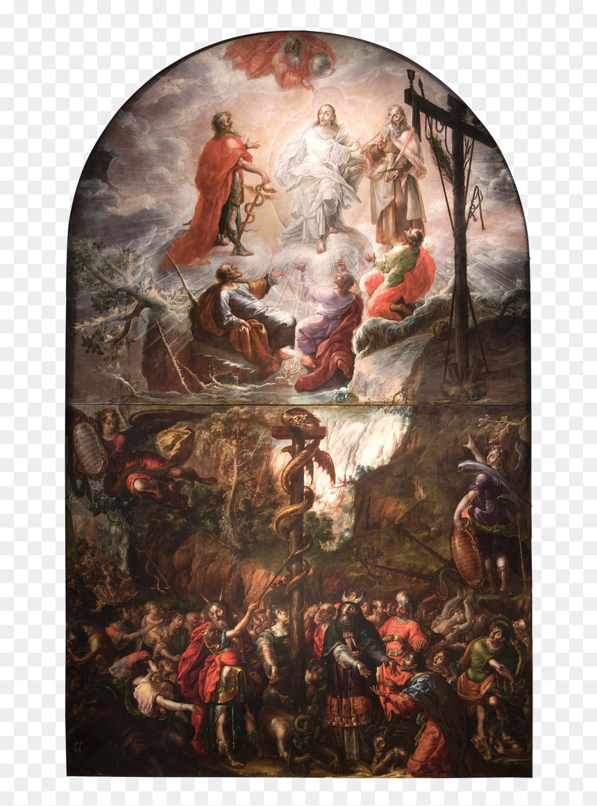Moses And The Brazen Serpent And The Transfiguration - Cristobal De Villalpando Moses And The Brazen Serpent, HD Png Download - baroque png