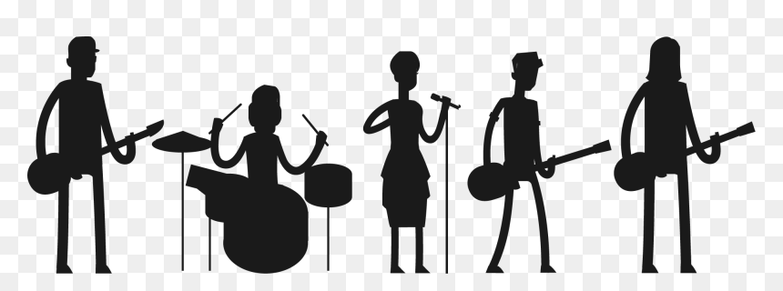 Band Clip Art Black And White, HD Png Download - pin up silhouette png