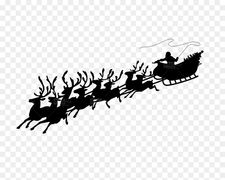 Silhouette, HD Png Download - christmas santa png