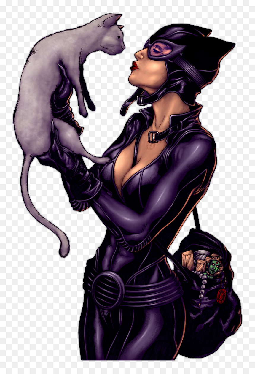 Catwoman With Her Cat, HD Png Download - anne hathaway png