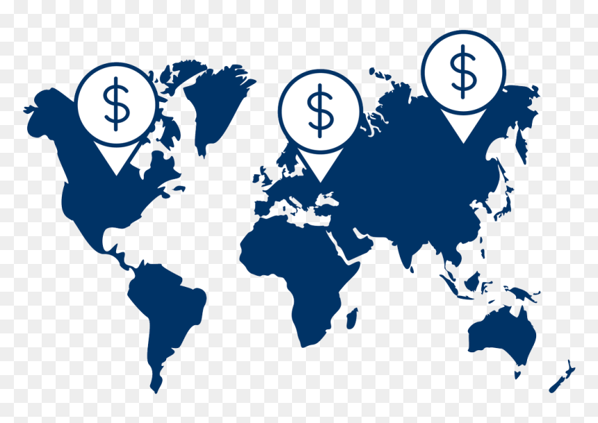 South America Highlighted On A World Map , Transparent - Png Black And White, Png Download - latin america flags png