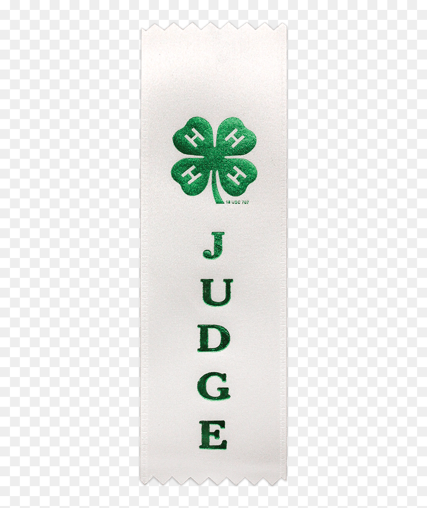 Identification White Judge Ribbon - 4 H Clover, HD Png Download - 4-h clover png