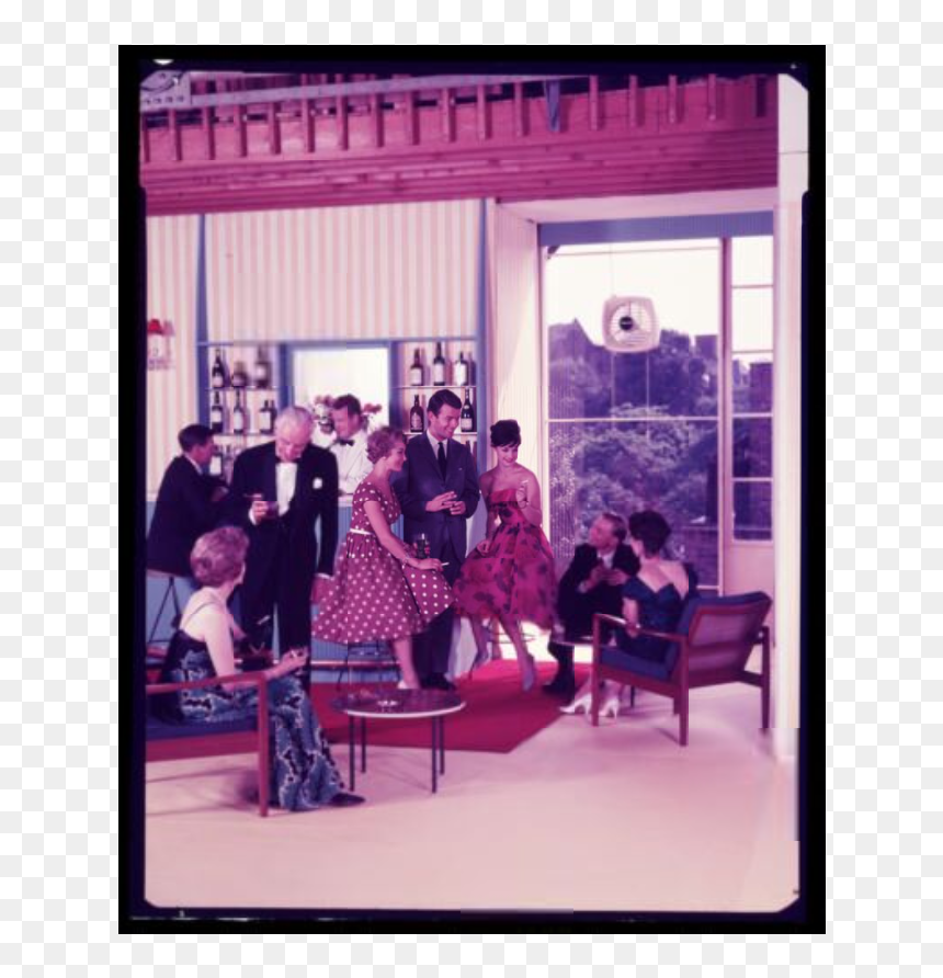 An Old Photograph In Red Tones Of A Group Of Four Men - 1960s Cocktail Party, HD Png Download - cocktail party png