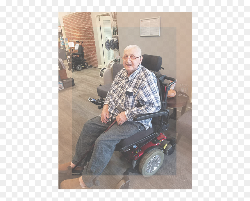Person Seated In Newly Purchased Power Wheelchair - Sitting, HD Png Download - wheelchair person png