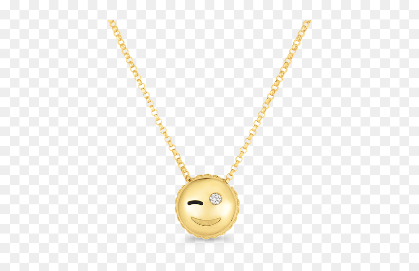 Roberto Coin Wink Emoji Pendant With Diamonds - Pendant, HD Png Download - wink face png