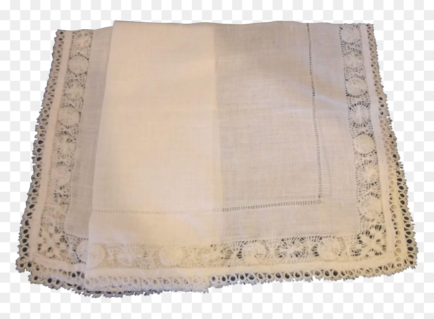Harrod"s Cream White Linen Handkerchief Tatted Lace - Placemat, HD Png Download - handkerchief png