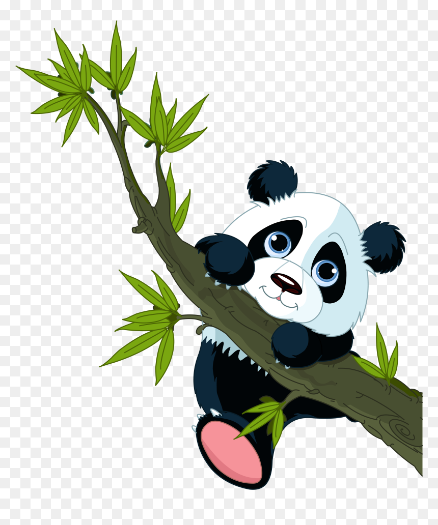 Giant Wall Sticker Decal Panda Red Clipart - Panda Climbing Clipart, HD Png Download - panda bear png
