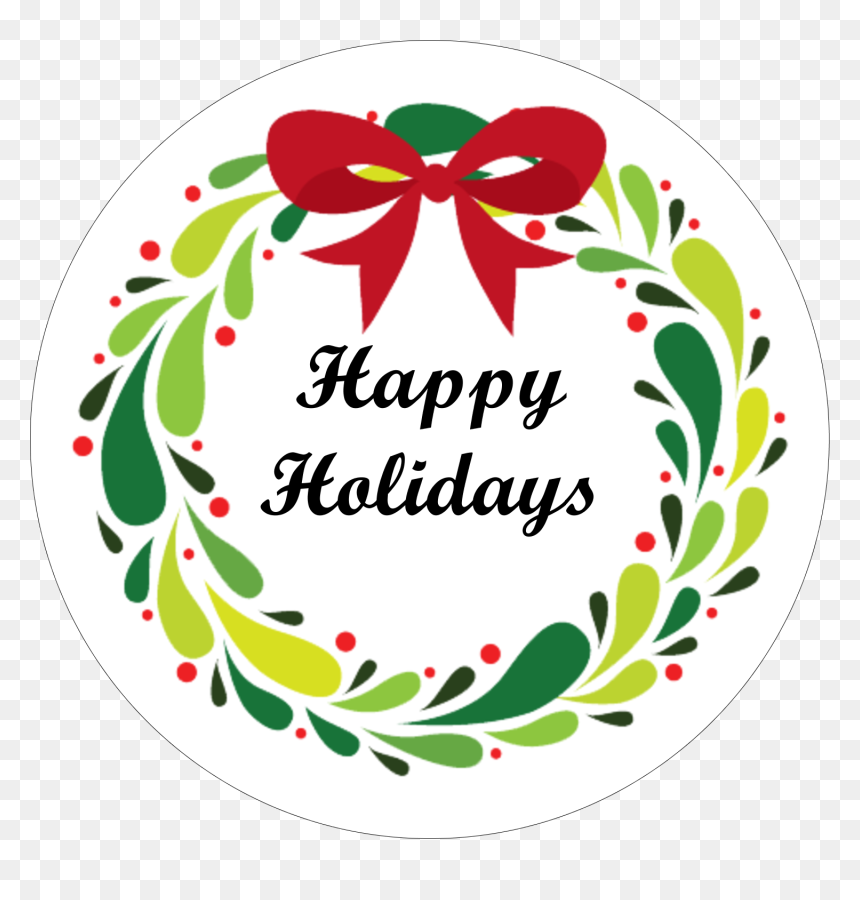 Wreath Predesigned Template For Your Next Holiday - Happy Holidays Sticker Template, HD Png Download - mistletoe clipart png