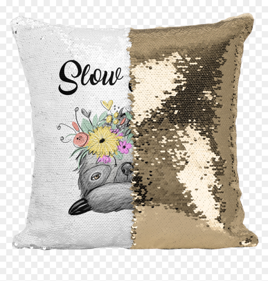Cute Sloth Face Magic Sequin Cushion Cover - Almofada Personalizada Magica, HD Png Download - sloth face png