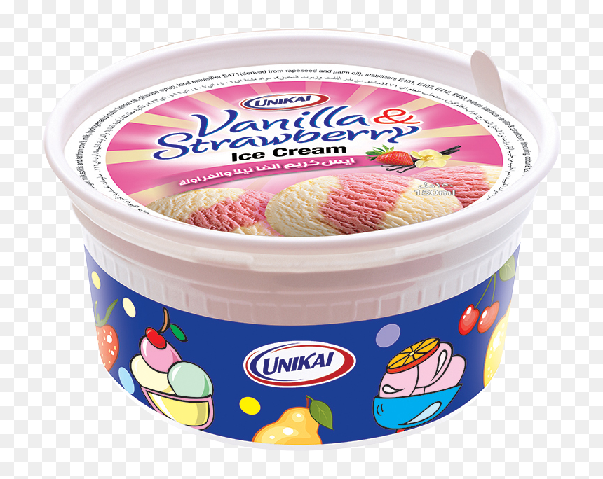 Ice Cream Cup Vanilla & Strawberry - Ice Cream Cup Strawberry, HD Png Download - strawberry ice cream png
