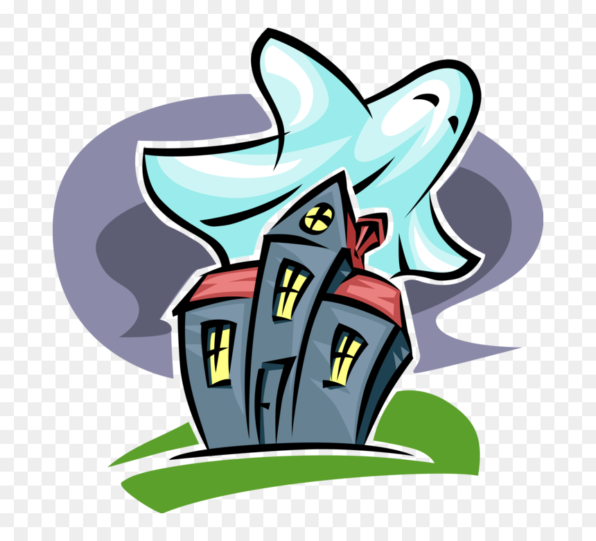 Vector Illustration Of Halloween Haunted House And - Haunted House Clipart, HD Png Download - halloween house png