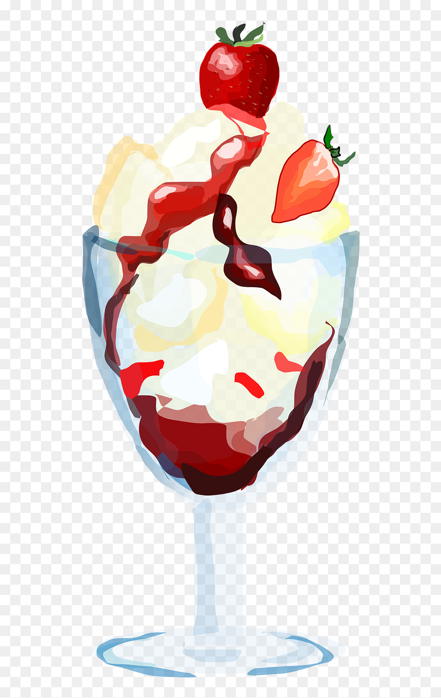 Ice Cream Sundae Clipart, HD Png Download - strawberry ice cream png