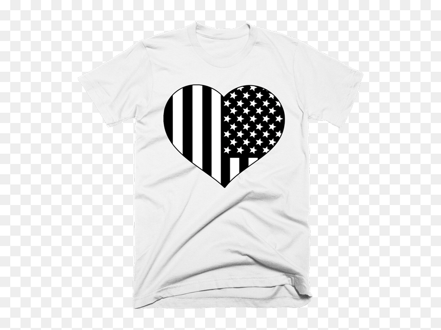 Black And White American Flag Heart Shirt - Fill In The Blank T Shirt, HD Png Download - american flag heart png
