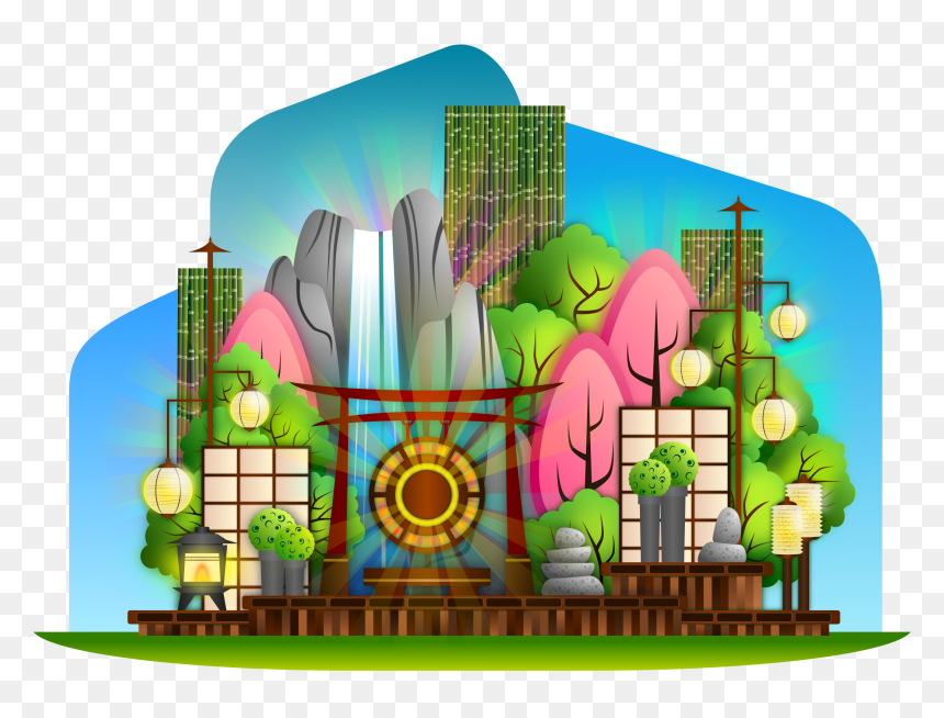 Zen Garden Clipart, HD Png Download - waterfall clipart png